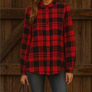 Ted Baker Red and Black Plaid Shirt
